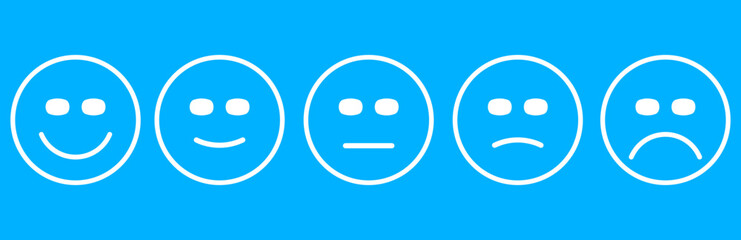 happy facial expression rating. Feedback score and positive customer review experience. Mental Health Assessment idea concept.