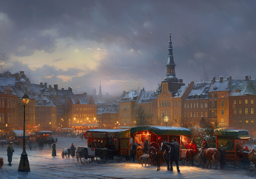 Stortorget - An iconic view from the most romantic city in Scandinavia, Stockholm City, Sweden AI Generated