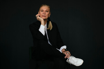 Beautiful senior woman portrait in studio