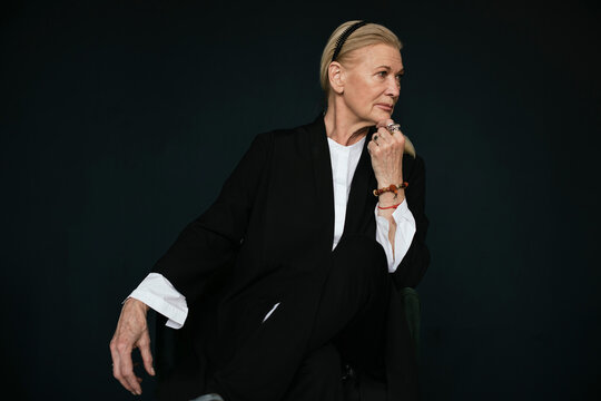 Beautiful senior woman portrait in studio