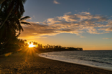 Beautiful sunset on the beach in Las Terrenas, Samana, Dominican Republic