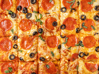 Square Pizza Closeup