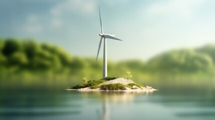 Captivating AI Rendered Depiction of Wind Power Concept, Eco-Friendly Energy Production in a 16:9 Aspect Ratio - Generative AI Illustration