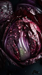 Fototapeta premium Fresh Organic Radicchio Vegetable Photorealistic Vertical Background. Healthy Vegetarian Diet. Ai Generated Lifelike Background with Delicious Juicy Radicchio Vegetable. Generative AI