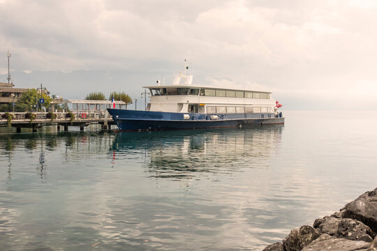 A ferry anchored at Lausanne Town. 