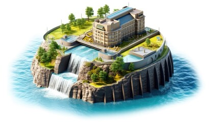 Depiction of Hydropower Concept, Aquatic Energy Sustainability in a 16:9 Aspect Ratio