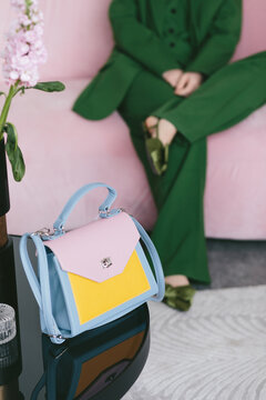 Spring fashion with bag and flowers