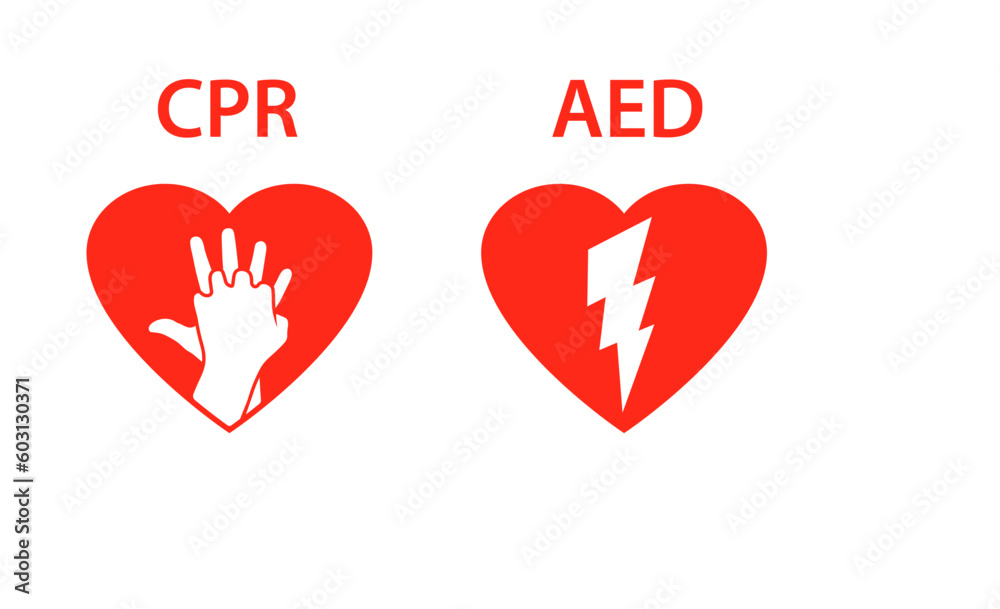Canvas Prints cpr and aed heart icon set. clipart image isolated on white background