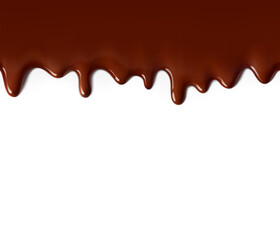 High realistic seamless melted chocolate drops. Vector illustration isolated on white background. Сan easily be used for different backgrounds. EPS10.