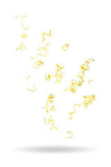 Dried ramen noodles on a white isolated background