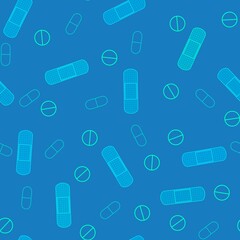 Cartoon medicine seamless pills pattern for wrapping paper and linens and fabrics and packaging and shops