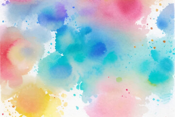 Obraz premium Artistic, abstract blue, red, yellow, violett, rainbow watercolor background with splashes with mist fog effect 