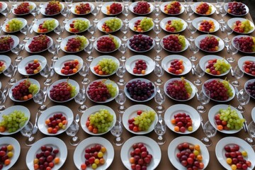 Fototapeta na wymiar colorful fruit platter on a wooden table Generative AI