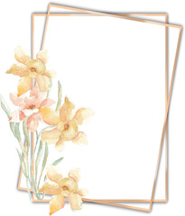 Yellow Daffodil Watercolor Flower Frame