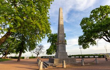 BRNO, CZECH REPUBLIC - May 2023: Obelisk unveiled in 1818 to commemorate the victory of the...