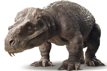 Fototapeta premium detailed and lifelike dinosaur on a plain white background Generative AI