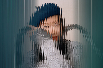 Abstract Portrait Behind Glass