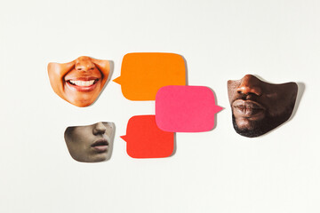 Smiling faces chat together