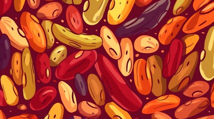 Organic Kidney Beans Legumes Cartoon Horizontal Background Illustration. Plant-based Protein, Vegetarian Food. Ai Generated drawing Background Illustration with Healthy Vegan Kidney Generative AI