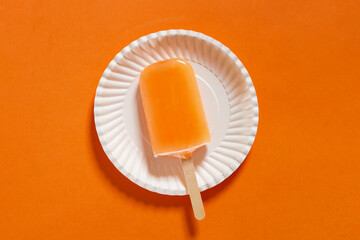 Fresh Frozen orang popsicle bitten ice cream