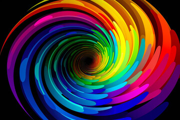 Obraz premium colorful abstract spiral background, vibrant spectrum colors, rainbow core, Generative AI