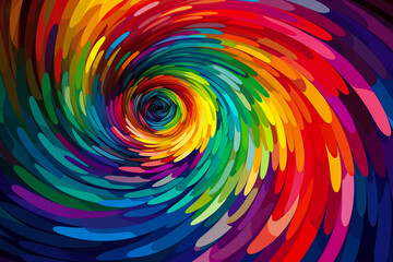 Fototapeta na wymiar colorful abstract spiral background, vibrant spectrum colors, rainbow core, Generative AI