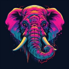 Grumpy Elephant in vivid colors - T-shirt print