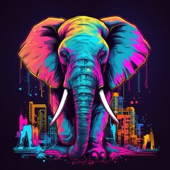 Obraz premium Grumpy Elephant in vivid colors - T-shirt print