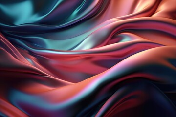 Silk shiny fabric texture in pastel iridescent holographic colors. Generative AI