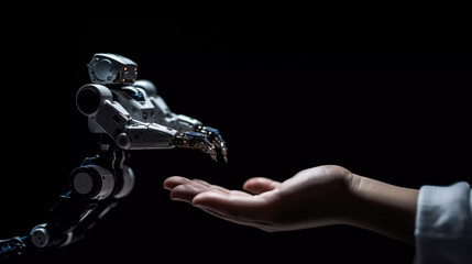 Tech Robot KI friendly future hand AI Generated