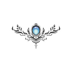 blue gemstone ornament tattoo design