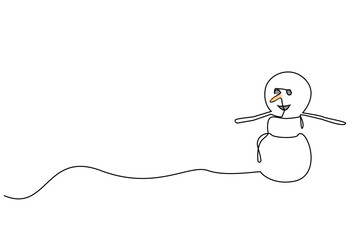 snowman happy one line art drawing