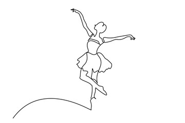 young woman girl dancer ballerina motion pose line art