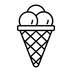 Fototapeta na wymiar Ice Cream Cone Thin Line Icon