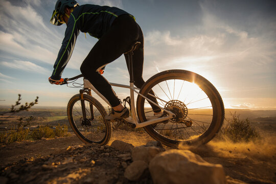 Mountain biker at sunrise