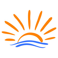 Color sketch of sun. Hand drawn icon of summer symbol. Stylized sun flat vector illustration.