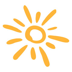 Color sketch of sun. Hand drawn icon of summer symbol. Stylized sun flat vector illustration.