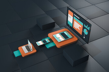 Different technological devices integrated with each other