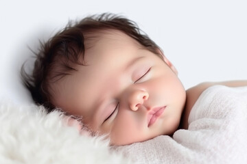 Close-up of baby sleeping. Generative AI
