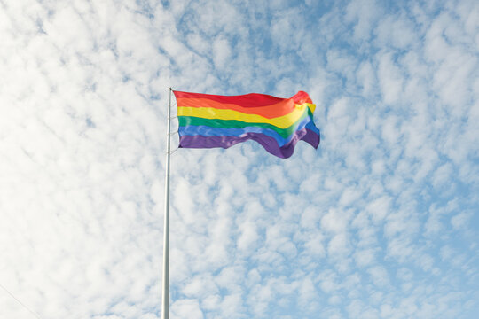 Rainbow Pride Flag with Blue Sky