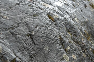 Glacial striation marks in the rocks