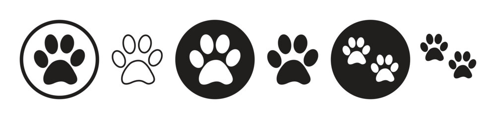 Paw print icon set , Dog or cat paw vector icon ,  Dog footprint sign ,