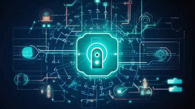 Microchip, electronic and digital access, user authentication system, technology and cybernetics, computer security system, cybersecurity, information and internet security, encryption, Generative AI