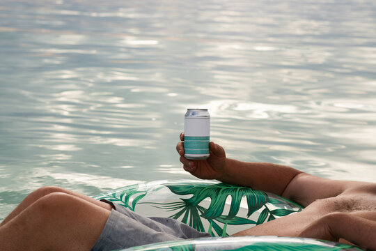 man floating in the ocean