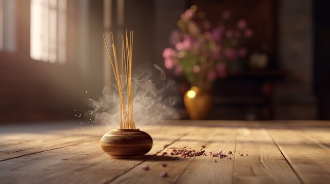 Incense stick. Aromatherapy. Generative AI