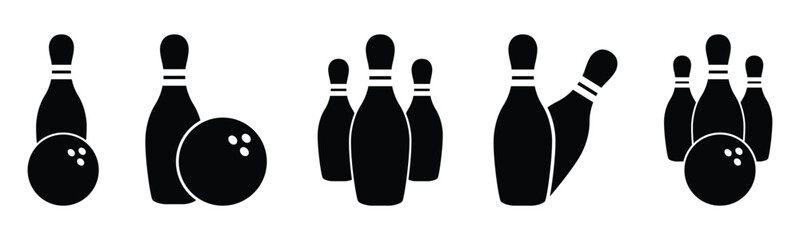 bowling sport and recreation icon set,vector and illustration
