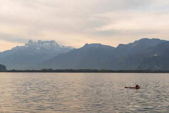 
kayaking in Geneva lake .
