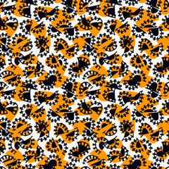 Half circle seamless pattern. Irregular chaotic sliced pieces motif. Hand drawn modern simple geo ornament. Brushstrokes funny print. Freehand doodle design background