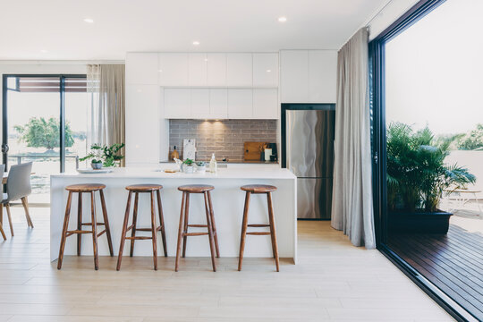 Open plan kitchen in modern home