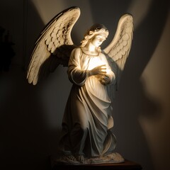 angel, statue, christmas, sculpture, religion, cherub, wings, religious, figurine, decoration, child, art, love, figure, angelic, stone, isolated, candle, wing, holiday, heaven, symbol, generative ai